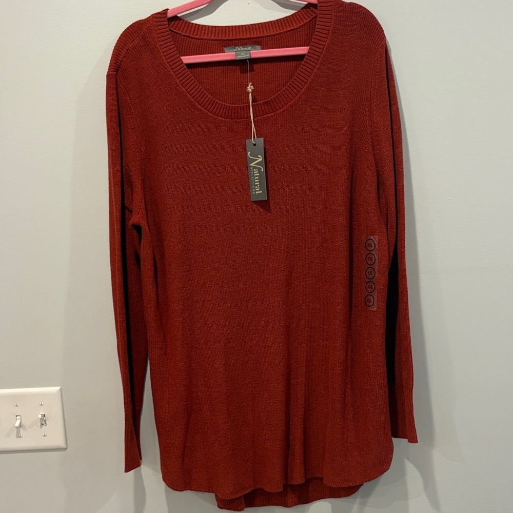 Natural Reflections Women's Rust Scoop Neck Sweater